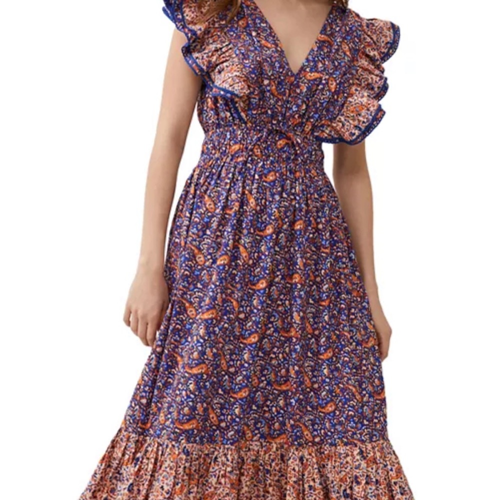 French Connection Blue and Orange Midi Dress